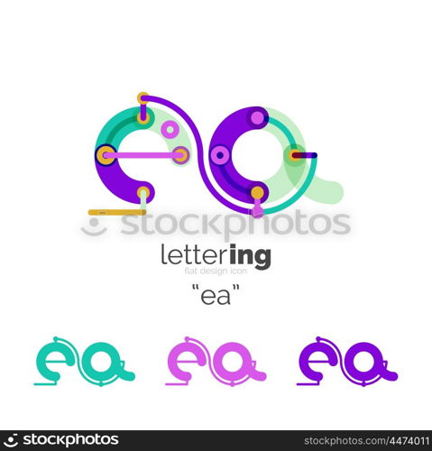 Letters logo icon. Letter logo business linear icon on white background. Alphabet initial letters company name concept. Flat thin line segments connected to each other. Flat cartoon industrial wire or tube design of ABC typeface