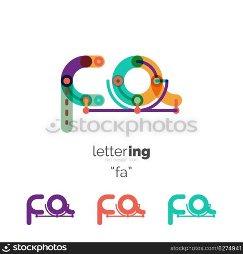 Letters logo icon. Letter logo business linear icon on white background. Alphabet initial letters company name concept. Flat thin line segments connected to each other. Flat cartoon industrial wire or tube design of ABC typeface