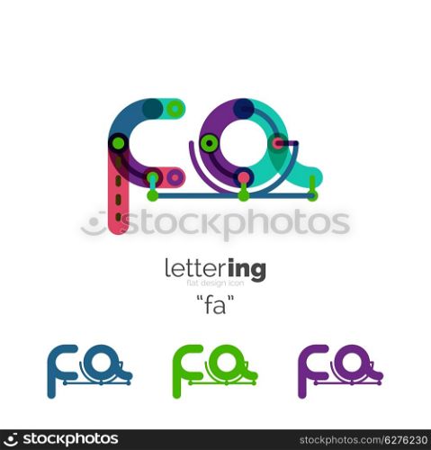 Letters logo icon. Letter logo business linear icon on white background. Alphabet initial letters company name concept. Flat thin line segments connected to each other. Flat cartoon industrial wire or tube design of ABC typeface