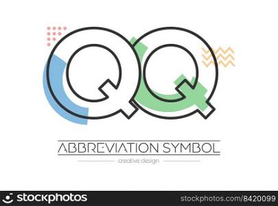Letters Q and Q. Merging of two letters. Initials logo or abbreviation symbol. Vector illustration for creative design and creative ideas. Flat style.