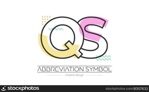 Letters Q and S. Merging of two letters. Initials logo or abbreviation symbol. Vector illustration for creative design and creative ideas. Flat style.