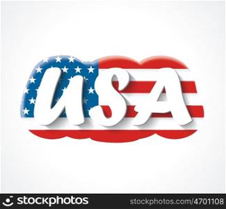 Letters USA. Vector text overAmerican flag.