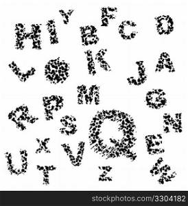 letters with grunge animal dots black and white