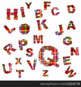 letters with grunge tartan on white background