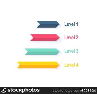 Level Chart with Colored Arrows. Level chart with colored arrows. Colored arrows indicate the level number. Charts and graphs business template for statistical or financial data report. Infographic information. Vector illustration