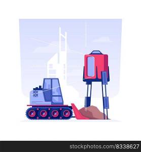 Level construction site isolated concept vector illustration. Usage of level construction during excavation works, residential area building, instrument for vertical surface vector concept.. Level construction site isolated concept vector illustration.