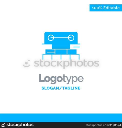 Level, Construction, Tool, Scale, Water Blue Solid Logo Template. Place for Tagline