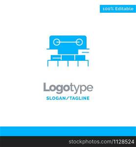 Level, Construction, Tool, Scale, Water Blue Solid Logo Template. Place for Tagline