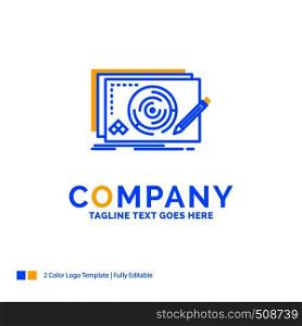 Level, design, new, complete, game Blue Yellow Business Logo template. Creative Design Template Place for Tagline.