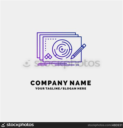 Level, design, new, complete, game Purple Business Logo Template. Place for Tagline. Vector EPS10 Abstract Template background