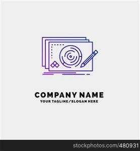 Level, design, new, complete, game Purple Business Logo Template. Place for Tagline. Vector EPS10 Abstract Template background