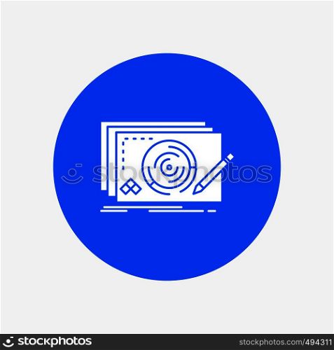 Level, design, new, complete, game White Glyph Icon in Circle. Vector Button illustration. Vector EPS10 Abstract Template background