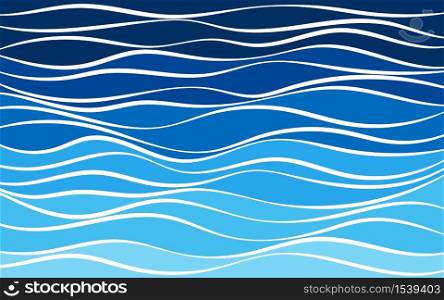 Level sea waves curves blue layers shape abstract background, soft tones below to dark colors above