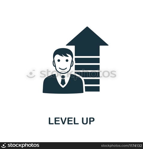 Level Up vector icon illustration. Creative sign from gamification icons collection. Filled flat Level Up icon for computer and mobile. Symbol, logo vector graphics.. Level Up vector icon symbol. Creative sign from gamification icons collection. Filled flat Level Up icon for computer and mobile