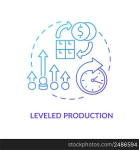 Leveled production blue gradient icon. Smoothing process. Machine industry. Lean manufacturing principle abstract idea thin line illustration. Isolated outline drawing. Myriad Pro-Bold font used. Leveled production blue gradient icon