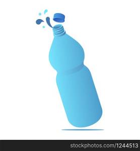 Levitation bottle of water with drops and stopper isometric