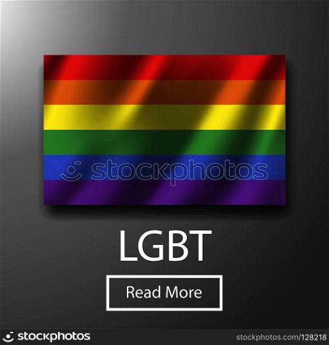 LGBT bisexual freedom colorful flag. Gay homosexuality rainbow isolated pride. Bright tolerance peace celebrate print poster. Lesbian, trans logo element shape. Parade people hipster vector symbol.