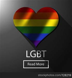 LGBT bisexual freedom colorful flag. Gay homosexuality rainbow isolated pride. Bright tolerance peace celebrate print poster. Lesbian, trans logo element shape. Parade people hipster vector symbol.