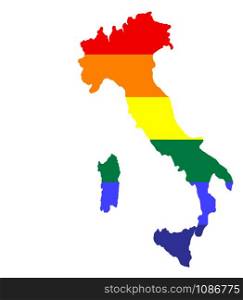 Lgbt Flag Map Of Italy Vector illustration Eps 10. Lgbt Flag Map Of Italy Vector