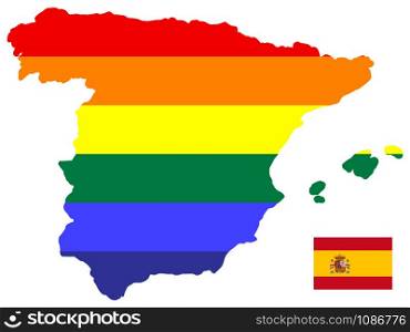 Lgbt Flag Map Of Spain Vector illustration Eps 10.. Lgbt Flag Map Of Spain Vector