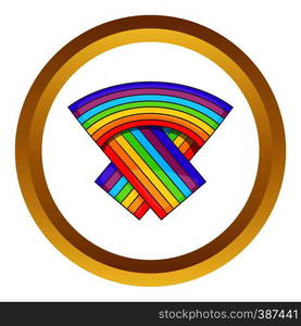 LGBT flag vector icon in golden circle, cartoon style isolated on white background. LGBT flag vector icon