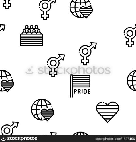 Lgbt Homosexual Gay Seamless Pattern Vector Thin Line. Illustrations. Lgbt Homosexual Gay Seamless Pattern Vector
