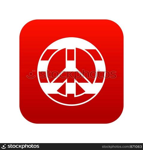 LGBT peace sign icon digital red for any design isolated on white vector illustration. LGBT peace sign icon digital red