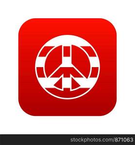 LGBT peace sign icon digital red for any design isolated on white vector illustration. LGBT peace sign icon digital red
