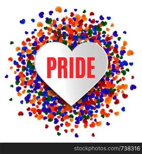 LGBT pride greeting card, gay love celebration, rainbow background, vector illustration