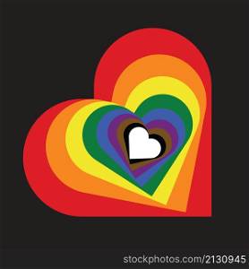 LGBT Pride Heart Symbol. LGBTQ Gay Pride Rainbow Heart Illustration Isolated on Dark Background. Vector Template for Pride Month
