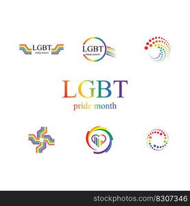 LGBT Pride Month logo and symbol set illustration design