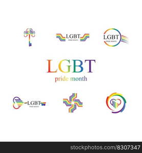 LGBT Pride Month logo and symbol set illustration design