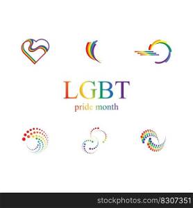 LGBT Pride Month logo and symbol set illustration design