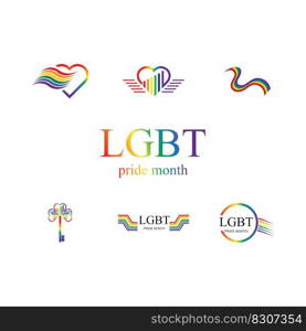 LGBT Pride Month logo and symbol set illustration design