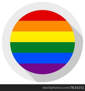 LGBT rainbow pride flag, round shape icon on white background