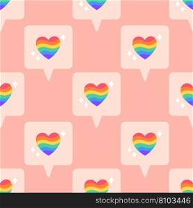 LGBT seamless pattern. Symbol of the LGBT community. Set of LGBT pride or Rainbow elements in various shapes design. Human rights and gender equity symbol. LGBT flag or Rainbow flag.