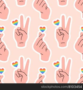 LGBT seamless pattern. Symbol of the LGBT community. Set of LGBT pride or Rainbow elements in various shapes design. Human rights and gender equity symbol. LGBT flag or Rainbow flag.