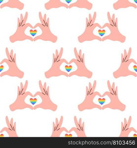 LGBT seamless pattern. Symbol of the LGBT community. Set of LGBT pride or Rainbow elements in various shapes design. Human rights and gender equity symbol. LGBT flag or Rainbow flag.