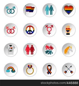 Lgbt set icons in flat style isolated on white background. Lgbt set flat icons