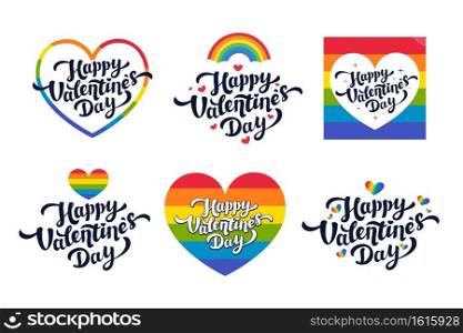 Lgbt Valentine&rsquo;s day greeting cards - set of love day vector cards or stickers for the gay community. Vector illustration. Lgbt Valentine&rsquo;s day greeting cards - set of love day vector cards or stickers for the gay community. Vector illustration.