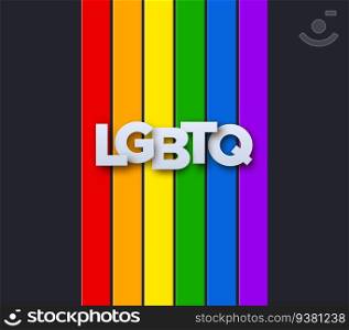 LGBTQ paper sign on rainbow flag background