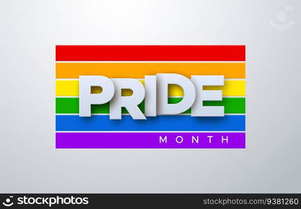 LGBTQ Pride Month white paper sign on rainbow flag background