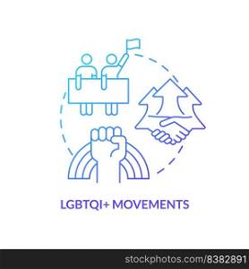 Lgbtqi movements blue gradient concept icon. Organization and civil society. LGBT program abstract idea thin line illustration. Isolated outline drawing. Myriad Pro-Bold fonts used. Lgbtqi movements blue gradient concept icon