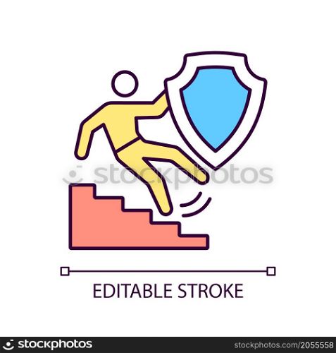 Liability insurance case RGB color icon. Protection from claims of injuries and damage. Financial support. Isolated vector illustration. Simple filled line drawing. Editable stroke. Arial font used. Liability insurance case RGB color icon