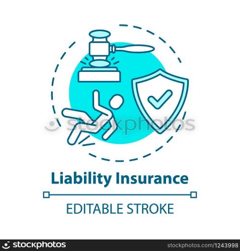 Liability insurance concept icon. Legal claim for accident damage. Lawsuit for incident. Compensation idea thin line illustration. Vector isolated outline RGB color drawing. Editable stroke