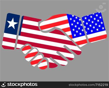 Liberia and USA flags Handshake vector illustration Eps 10. Liberia and USA flags Handshake vector