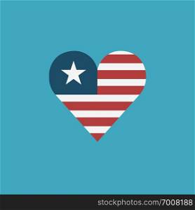 Liberia flag icon in a heart shape in flat design. Independence day or National day holiday concept.