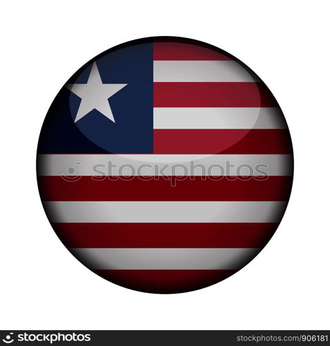 liberia Flag in glossy round button of icon. liberia emblem isolated on white background. National concept sign. Independence Day. Vector illustration.