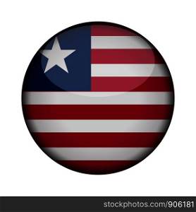 liberia Flag in glossy round button of icon. liberia emblem isolated on white background. National concept sign. Independence Day. Vector illustration.
