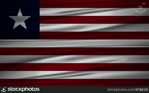 Liberia flag vector. Vector flag of Liberia blowig in the wind. EPS 10.